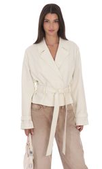 Product image for Belted Short Trench Coat in Ivory