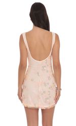 Product image for High Neck Floral Bodycon Dress in Light Pink