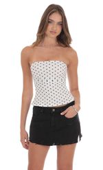 Picture of Mesh Floral Ruched Tube Top in Yellow