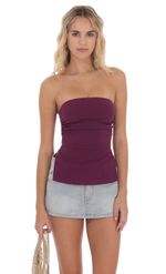 Product image for Strapless Double Slit Top in Plum