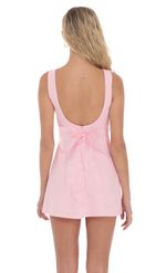 Picture of High Neck Back Bow Dress in Pink