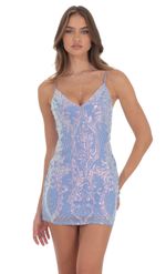 Product image for Dovy Orange Sequin Bodycon Dress in Nude