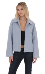 Product image for Sherpa Zip-Up Jacket in Light Blue