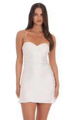Product image for Sequin Open Back Mini Dress in White