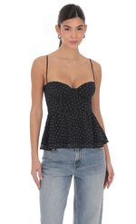 Product image for Polka Dot Peplum Top in Black