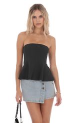 Picture of Strapless Peplum Top in Yellow