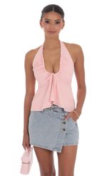 Product image for Pinstripe Scrunch Halter Top in Black