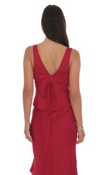 Product image for Satin V-Neck Top in Red