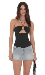 Product image for Mesh Corset Cutout Top in White