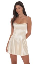 Product image for Satin V-Drop Waist Dress in Green