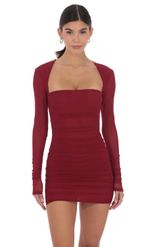 Product image for Mesh Long Sleeve Bodycon in Maroon