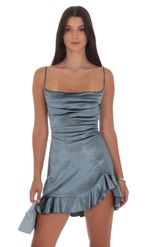 Product image for Sequin Ruffled Slit Dress in Pink