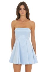 Product image for Strapless Satin Dress in Blue