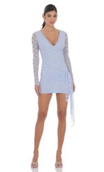 Product image for Lace Long Sleeve Tassel Dress in Light Blue