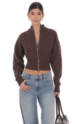 Изображение товара для Джемпер с молнией и воротником-стойкой коричневый