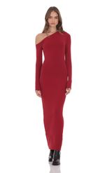 Product image for Off Shoulder Long Sleeve Maxi Dress in Red