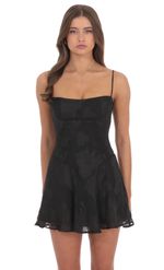 Product image for Textured Pattern A-line Dress in Black