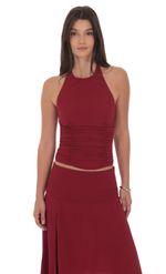 Product image for Ruched Halter Top in Maroon
