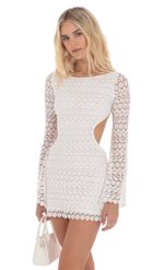 Picture of Sequin Long Sleeve Dress in White