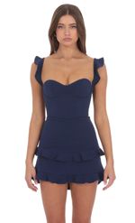 Product image for Satin Ruffle Bodycon Dress in Magenta