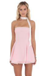 Product image for Satin Scarf Strapless Dress in White