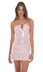 Product image for Sequin Keyhole Dress in Gold