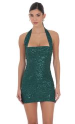 Product image for Sequin Halter Dress in Cyan Blue