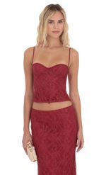 Product image for Gold Thread Lace Top in Burgundy