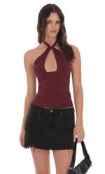 Product image for Cross Neck Halter Top in Baby Pink