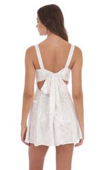 Product image for Floral Jacquard Bow Tie Dress in Dusty Pink