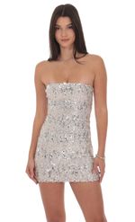 Product image for Two-Toned Sequin Bodycon Dress in Silver
