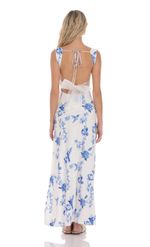 Picture of Floral Open Back Bow Maxi Dress in White