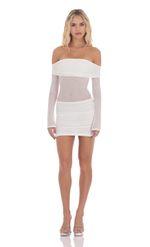 Picture of Rhinestone Mesh Off Shoulder Dress in White