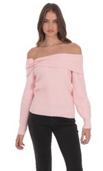 Product image for Rosette Off Shoulder Jumper in Pink