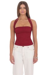 Product image for Lace Halter Top in Red
