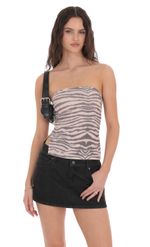 Picture of Mesh Slit Top in Coffee Cream