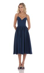 Product image for Corset V-Neck Midi Dress in Ivory