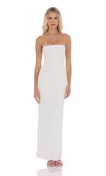 Picture of Strapless Ruffle Maxi Dress in Pink