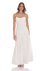 Picture of Embroidered Striped Maxi Dress in Yellow