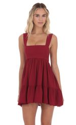 Product image for Square Neckline Babydoll Dress in Red