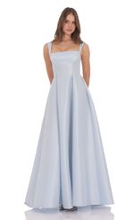 Product image for Square Neck Fit and Flare Gown in Light Blue