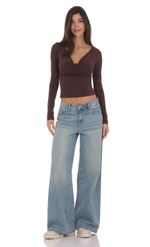 Product image for Mid Rise Wide Leg Jeans in Burgundy