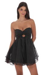Product image for Sheen Cutout Babydoll Dress in Black