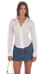 Product image for Ruched Button-Up Shirt in Black