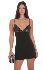 Product image for Sequin Floral Bust Dress in Black