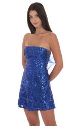 Product image for Sequin Mesh Strapless Dress in Royal Blue