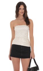 Product image for Polka Dot Strapless Top in Black