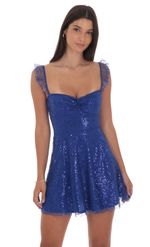 Product image for Lace Ruffle Strap A-Line Dress in Burgundy