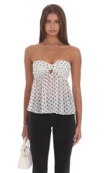 Product image for Dotted Strapless Babydoll Top in Yellow