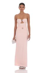 Picture of Silver Rose Cutout Maxi Dress in Pink